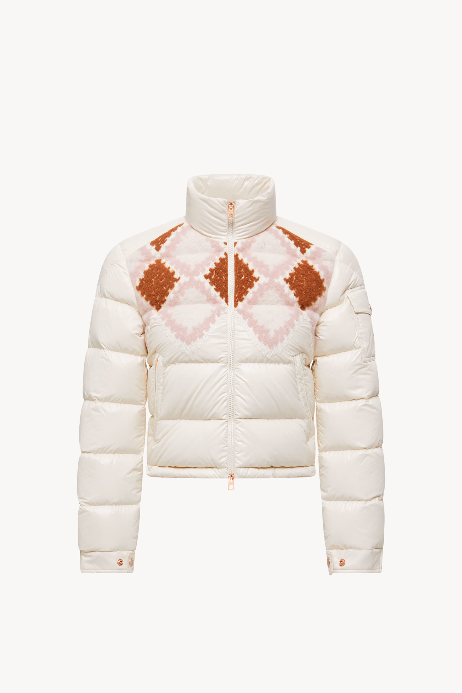 Plumífero corto con ribetes de lana Megara Mujer Blanco & Rosa Moncler 2